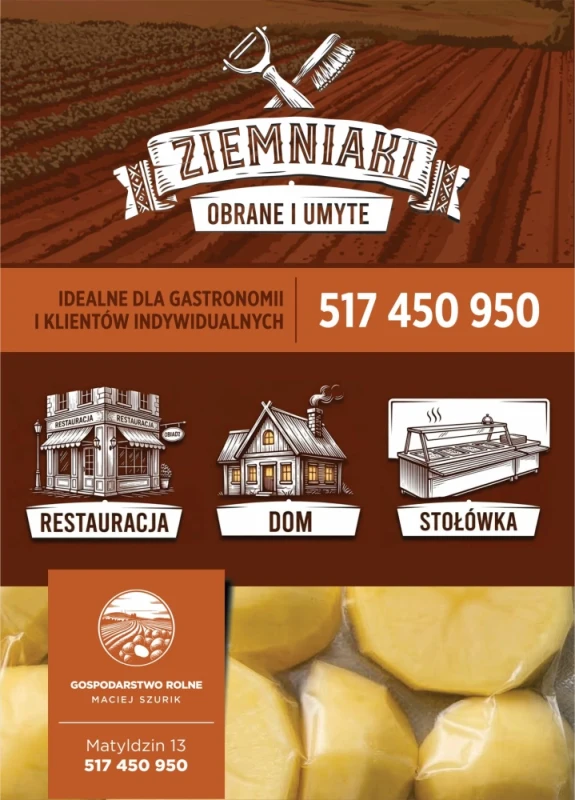 Ziemniaki obrane pakowane próżniowo.